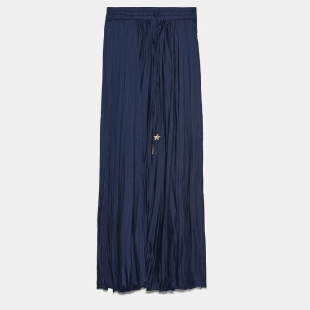 ZARA navy pleated skirt